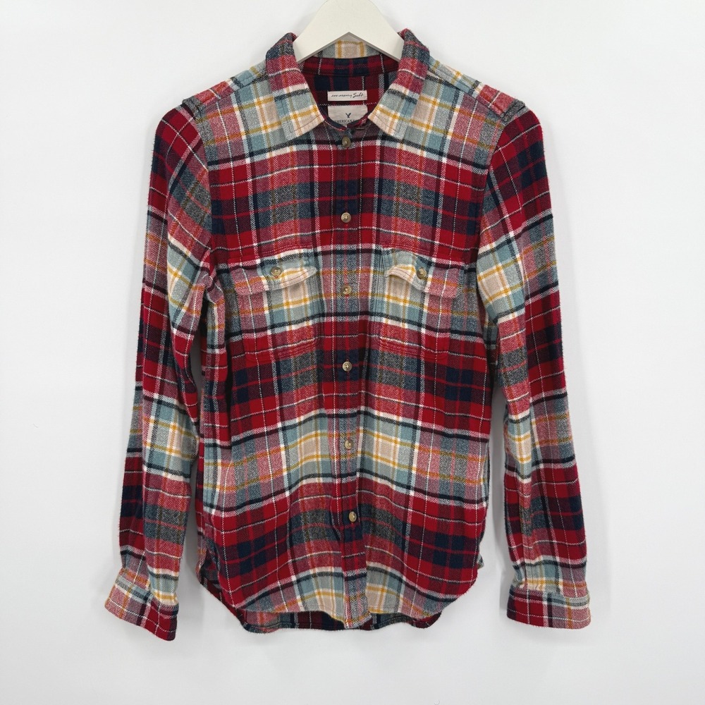 American Eagle Outfitters Amazingly Soft Plaid Flannel Shirt Slim Fit Women's‎ M